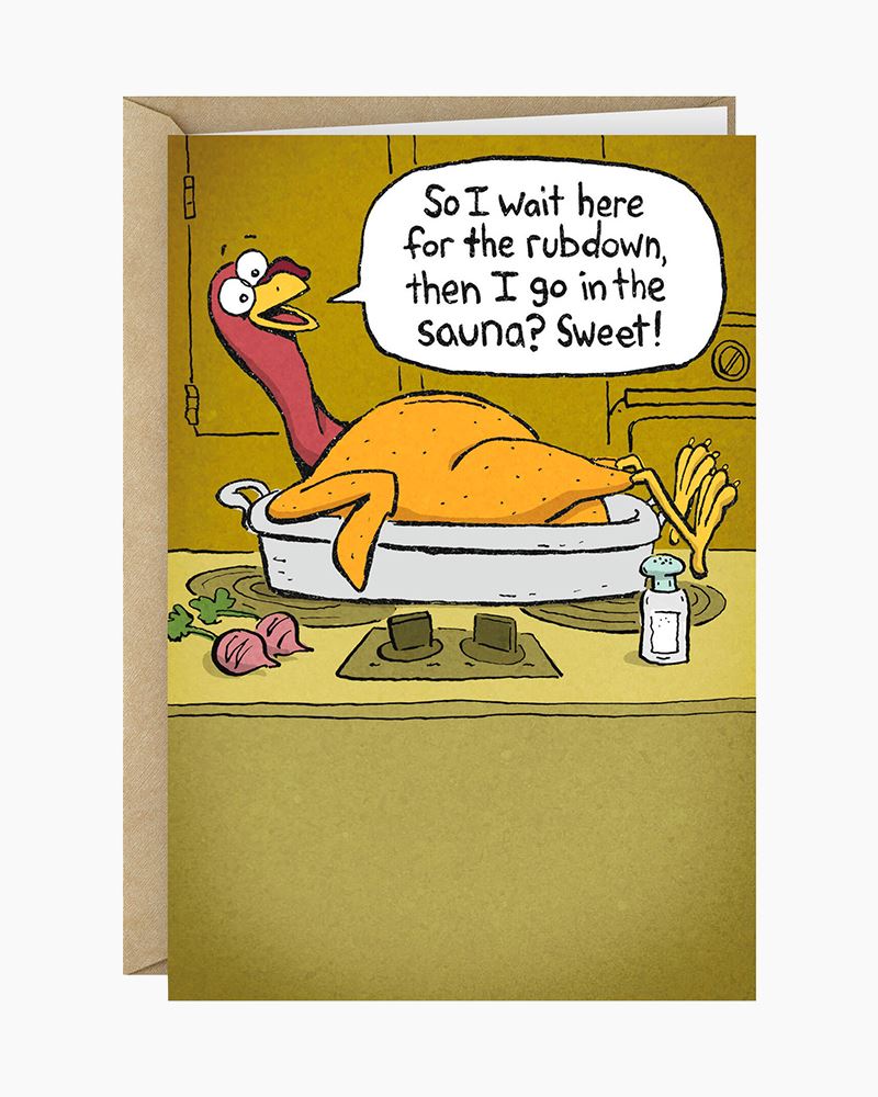 Hallmark Turkey Rubdown and Sauna Funny Thanksgiving Card | The Paper Store