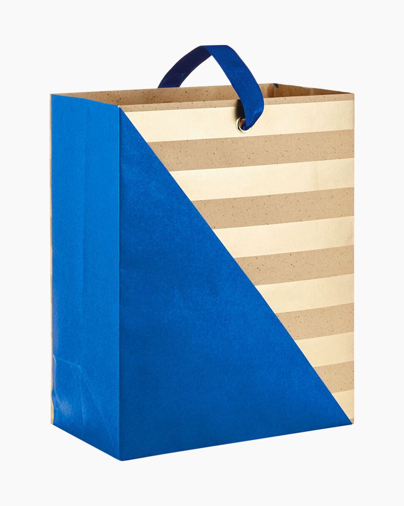 Hallmark Medium Gift Bag With Tissue Paper, Royal Blue Foil Stripe