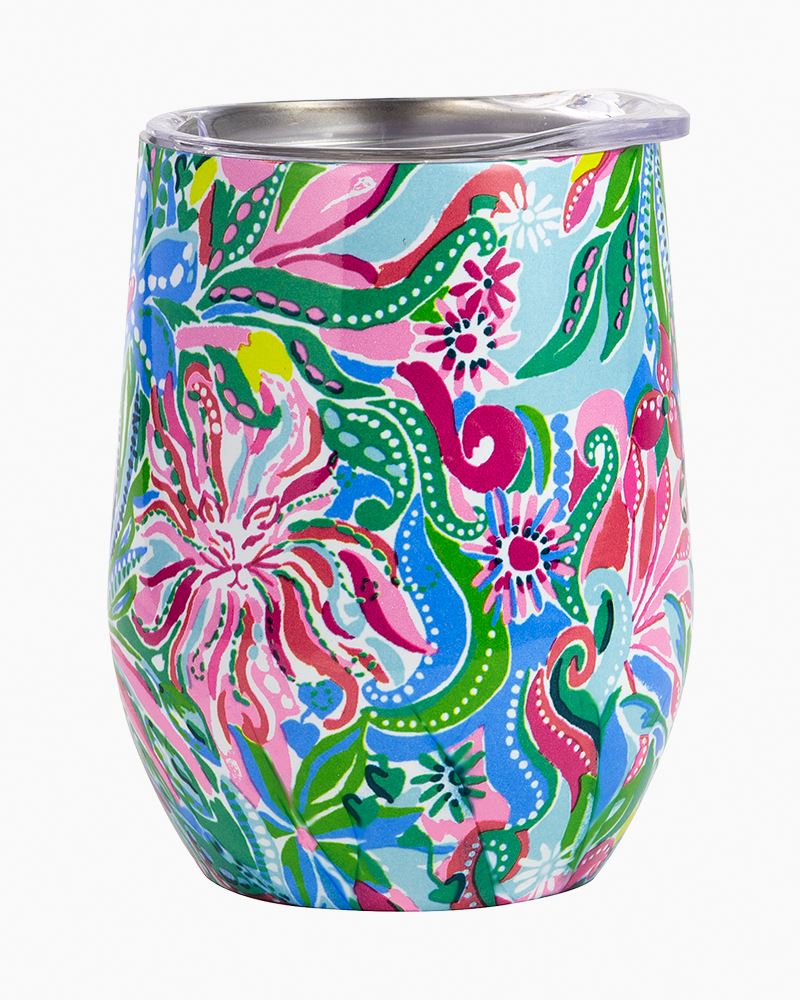 Lilly Pulitzer Bringing Mermaid Back Stemless Insulated Wine Tumbler Brand New 