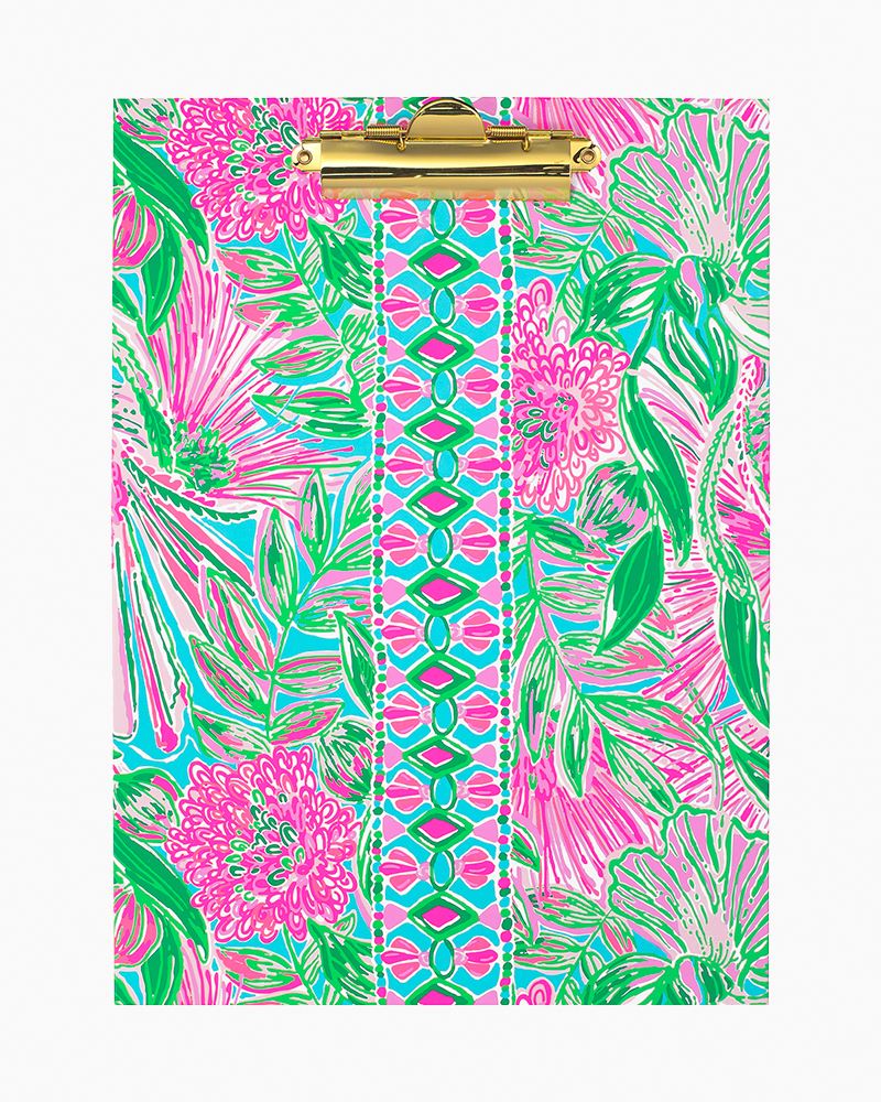 Seaing Things Lilly Pulitzer Colorful Clipboard Folio with 60 Page Lined Notepad and Interior Storage Pocket 