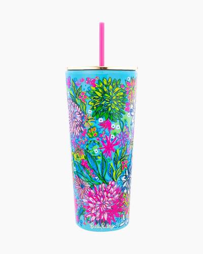 Corkcicle Sun Soaked Teal 24 oz Cold Cup Tumbler with Straw