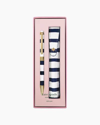 Kate Spade New York Pen and Pencil Case with Office Supplies, Zip Pouch  Includes 2 Pencils, Sharpener, Eraser, and Ruler (Adventure Stripe)