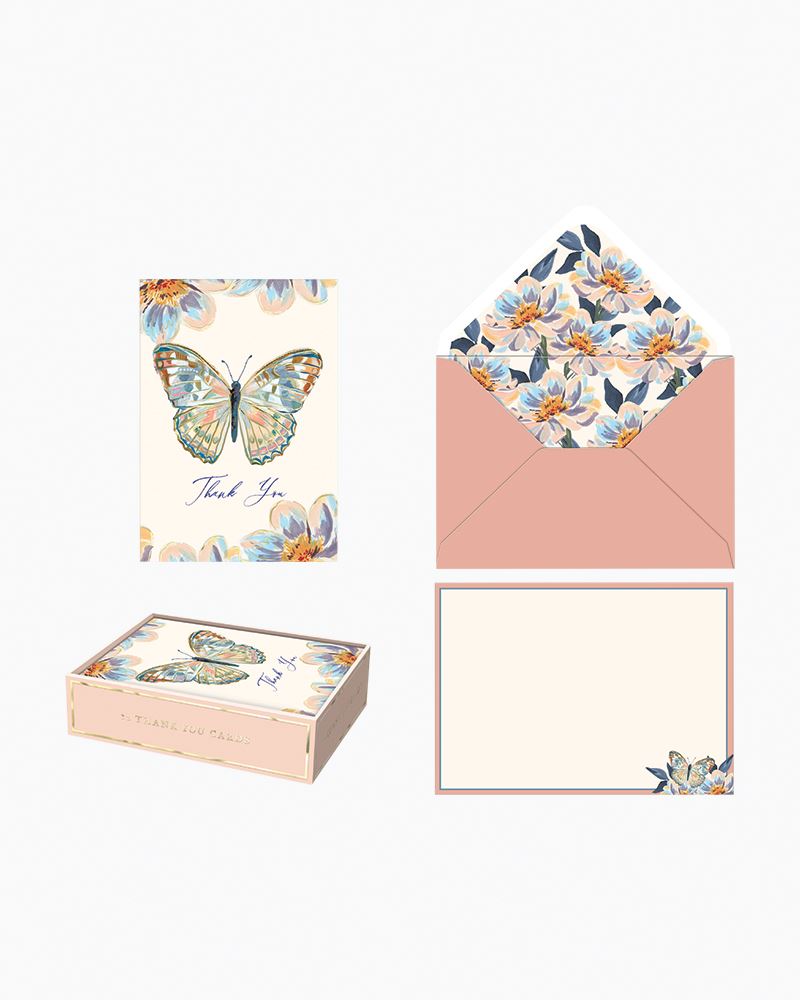 Scattered Blossoms Boxed Blank Note Cards With Glitter And