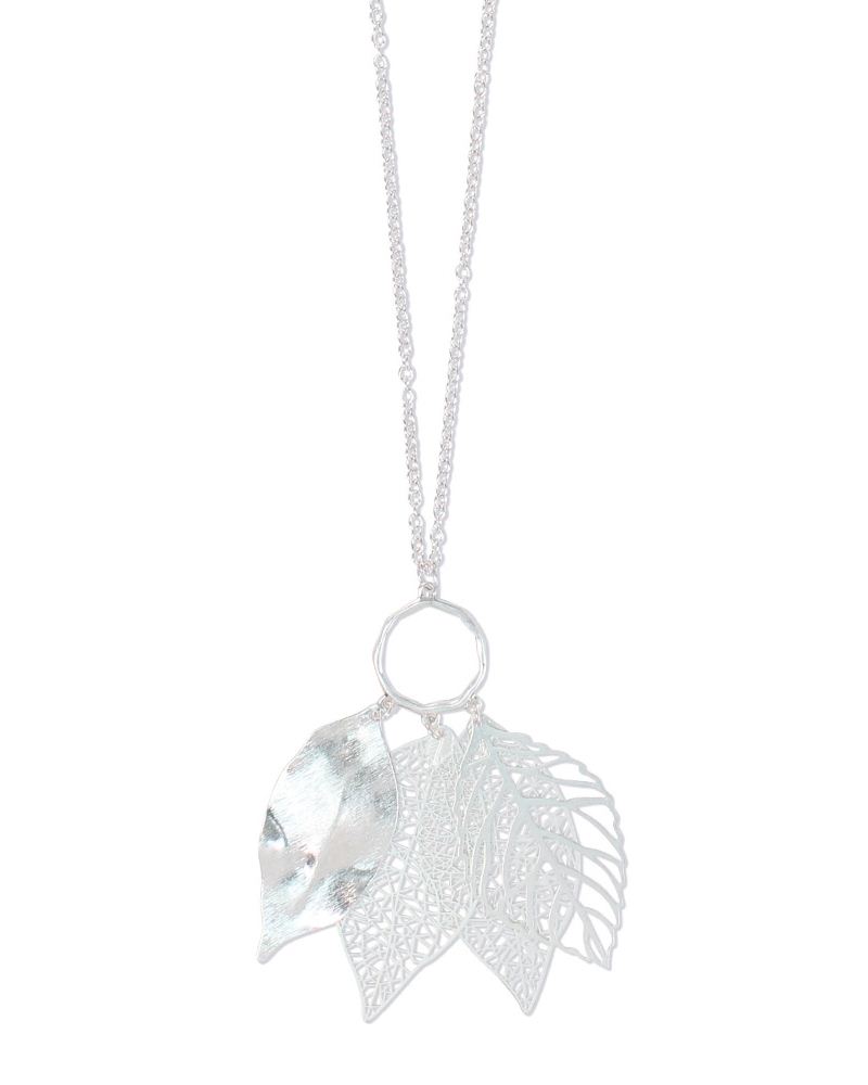 Periwinkle by Barlow 4 Leaves Long Pendant Necklace