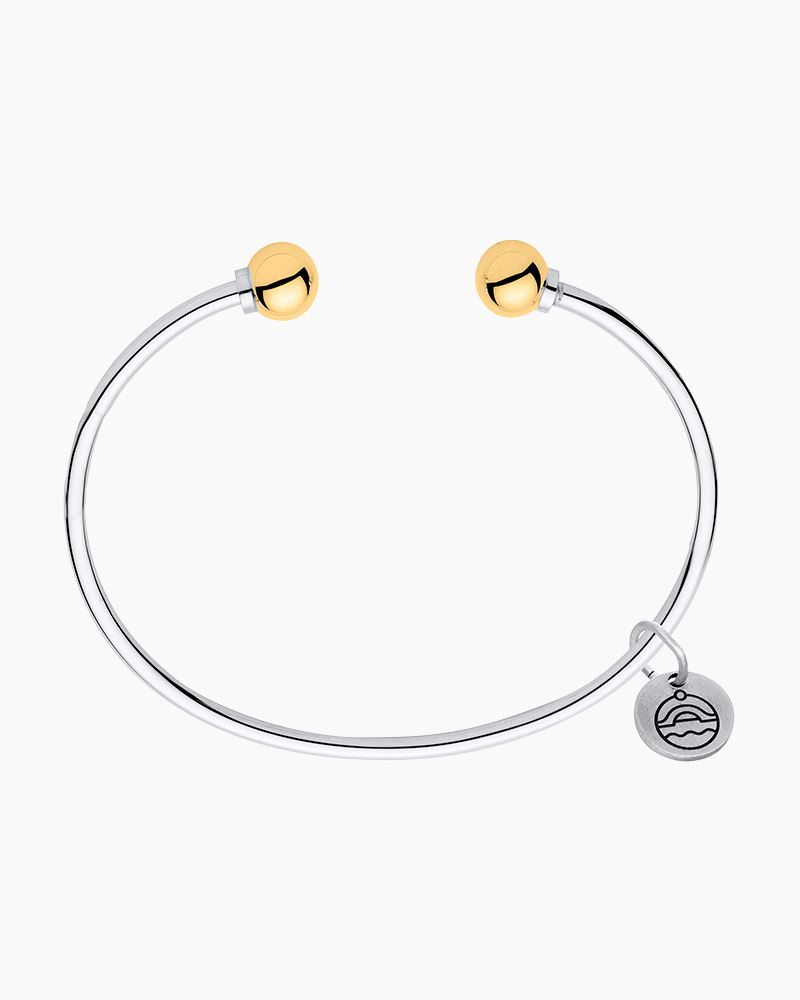 Faith Hope & Charity Charm On A 8 Inch Round Double Loop Bangle Bracelet 