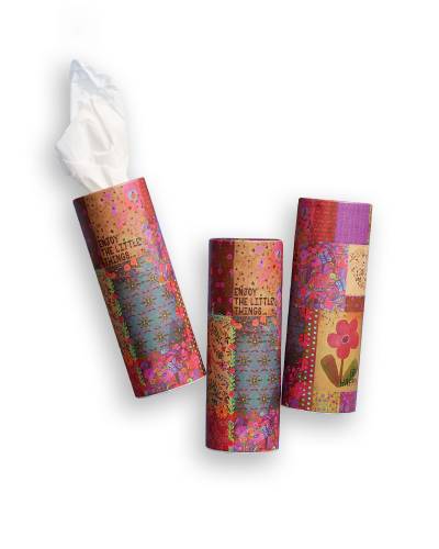 Car Tissues, Set of 3 - Bless You Pink Border