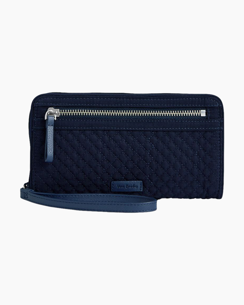 Iconic RFID Front Zip Wristlet in Classic Navy