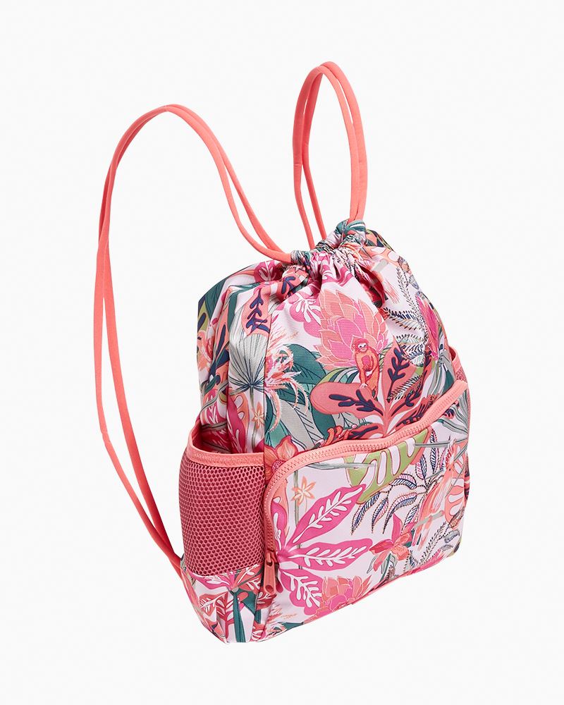 Vera Bradley ReActive Deluxe Drawstring Bag in Rain Forest Canopy Coral ...