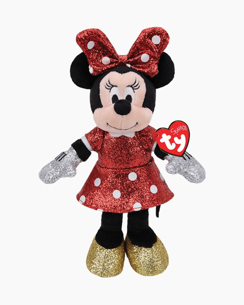 NEW OFFICIAL DISNEY 12" MINNIE MOUSE CHRISTMAS GLITTER PLUSH SOFT TOY 