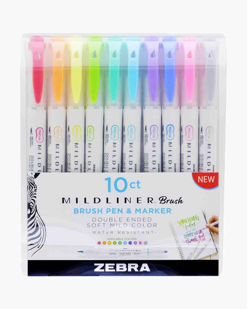 Zebra Creativity Kit-Colorful Brush Pens, Markers & Clickart Marker Pen in Tin Container