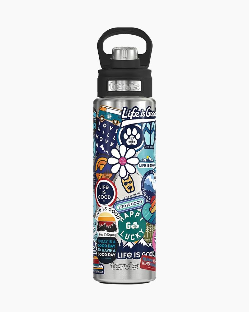 LIFE IS GOOD 40 oz Wide Mouth Stainless Water Bottle Choose Your Style New
