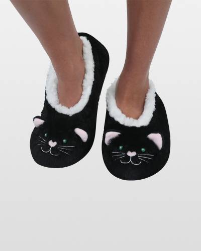 snoozies black cat slippers
