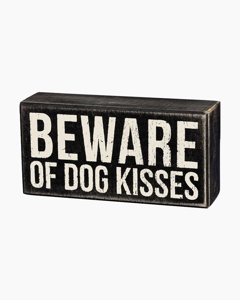 Beware Of Dog Kisses Wooden Heart