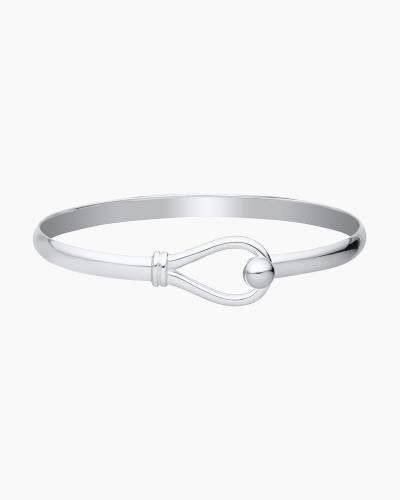 Evening Tide Sleek Band Loop and Ball Bangle Bracelet in Two-Tone