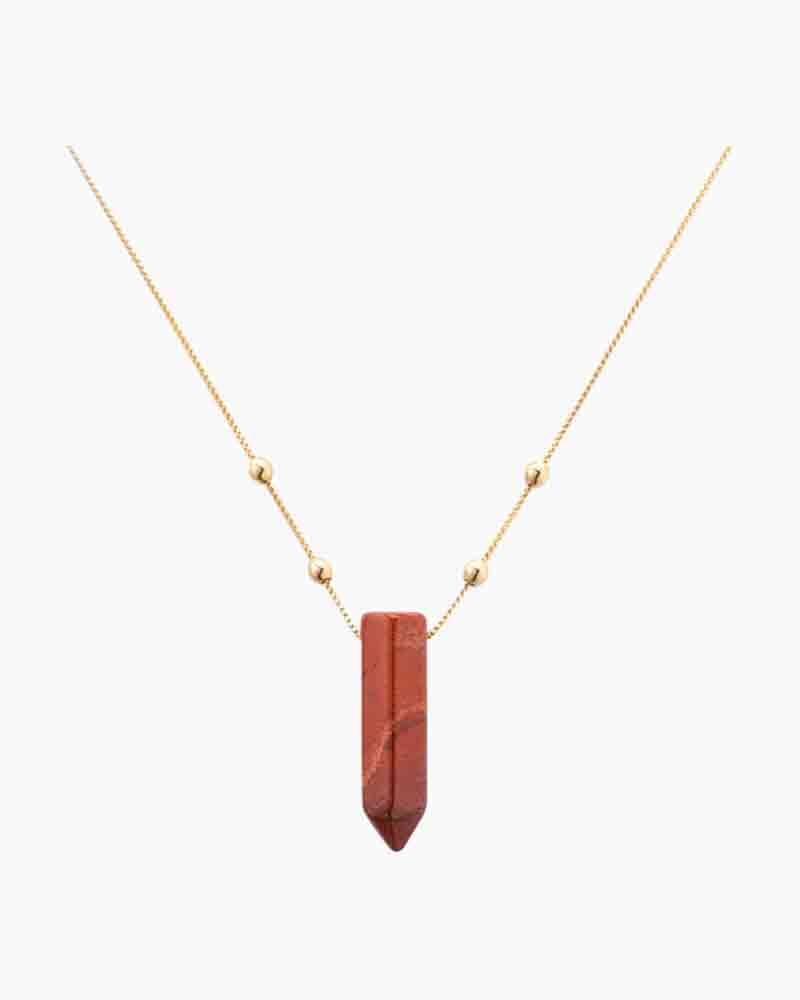 Red Jasper Chain Station Pendant Necklace in Gold