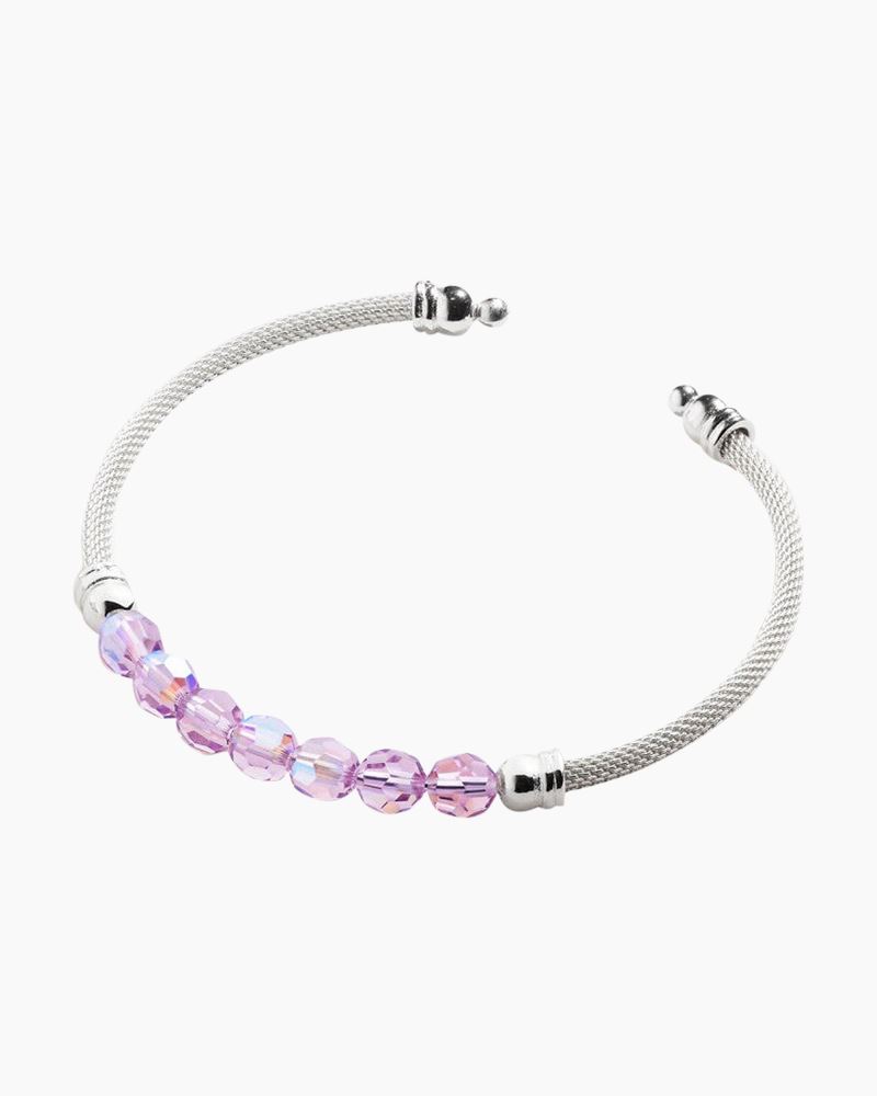 ALEX AND ANI Light Amethyst Shimmer Mesh Cuff in Shiny Silver | The Paper  Store