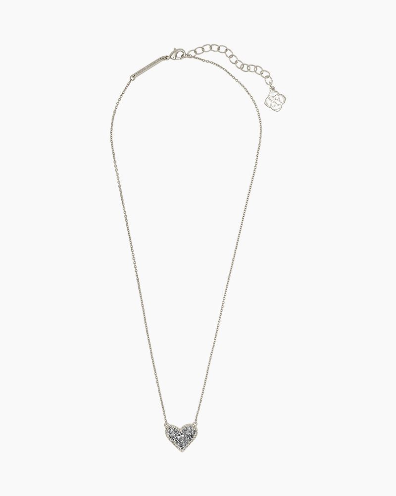 Kendra Scott Ari Silver Short Pendant Necklace in Platinum Drusy | The ...