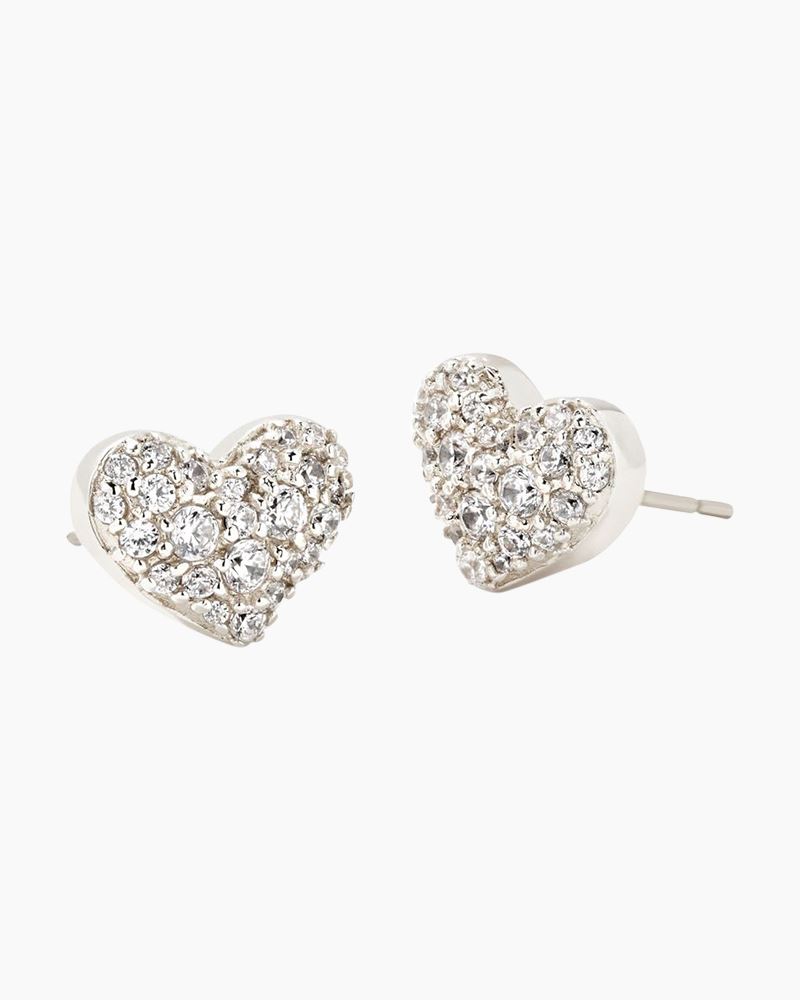 Buy Light Pink Heart Earrings Sparkly Crystal Heart Stud Earrings Sterling  Silver Heart Shaped Earrings Swarovski Earrings Handmade Online in India -  Etsy