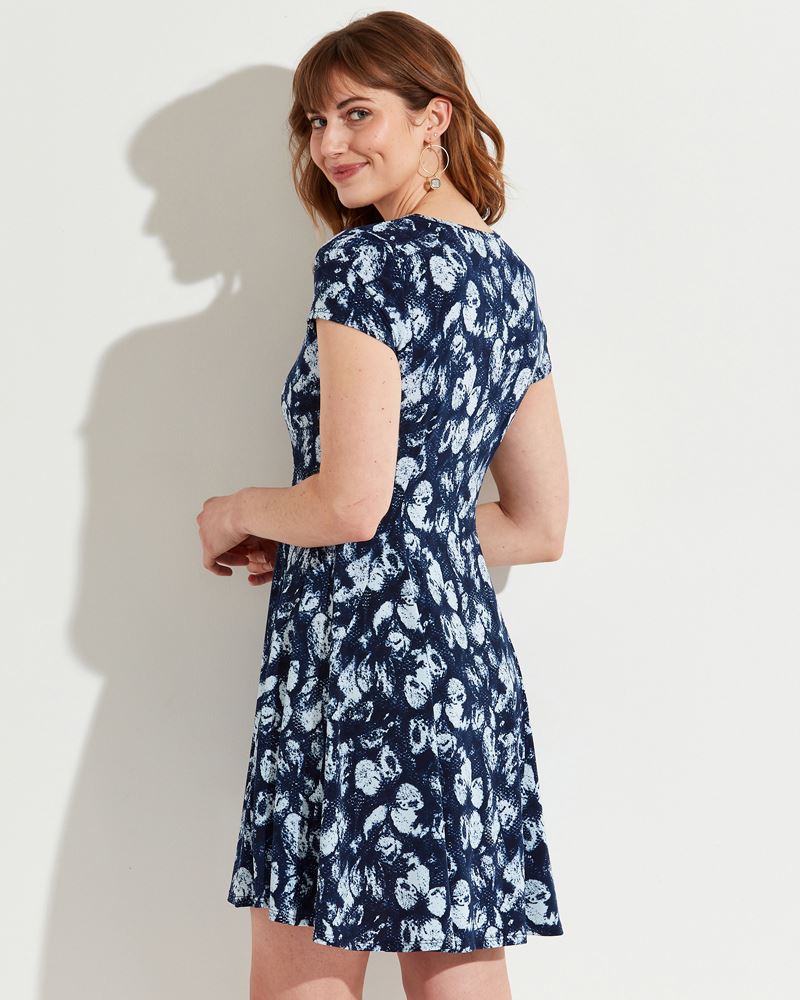 Mia + Tess Designs ™ Floral Fit and Flare Dress in Navy and White | The ...