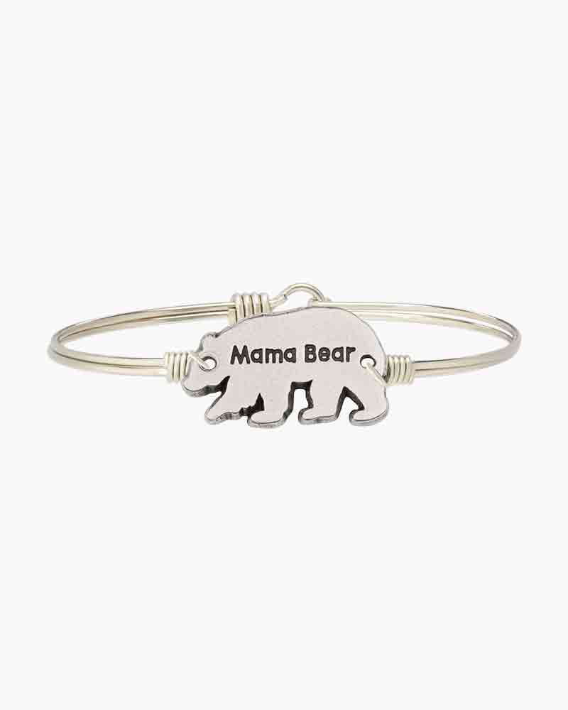 Mama Bear Bangle Bracelet in Silver