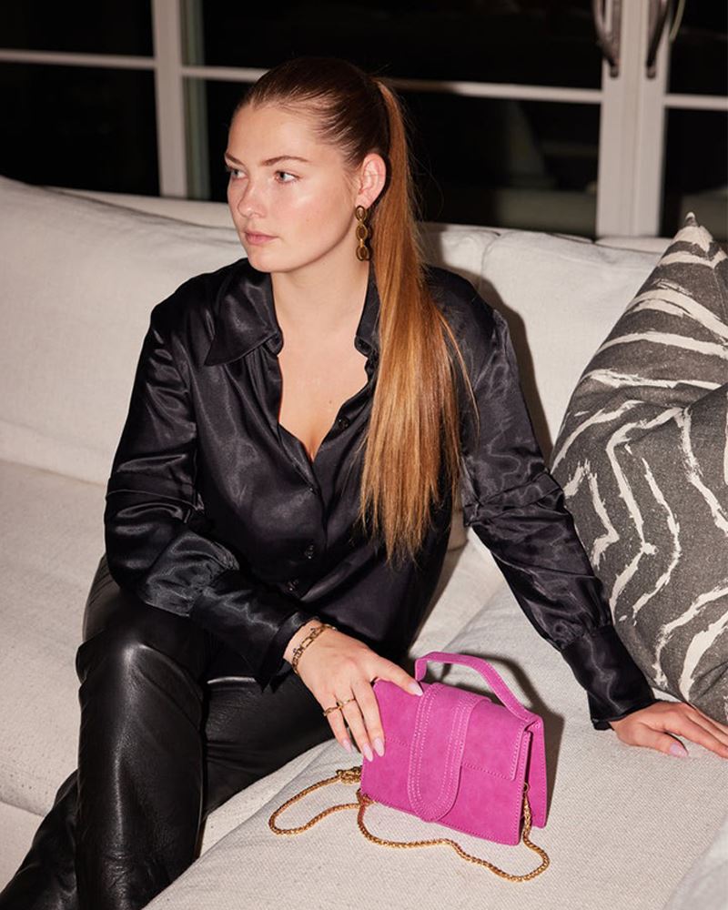 Moda Luxe Elizabeth Suede Crossbody Bag in Magenta
