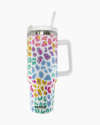 40 oz Tumbler w/Handle - Pastel Happy Face, Insulated Drinkware/Ice Trays