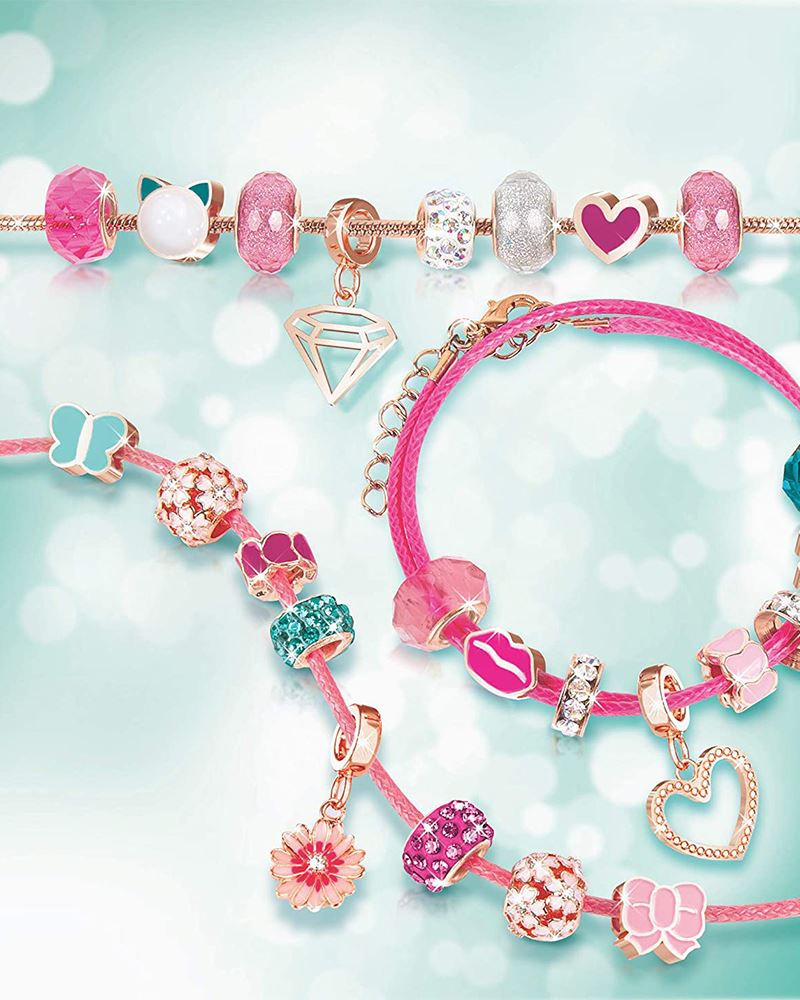 Halo Charms Bracelets True Blue – DIY Charm Bracelet Making Kit –  Friendship Bracelet Kit with Beads, Charms & Cord – Arts & Crafts Bead Kit  for Girls – Makes 3 Bracelets –