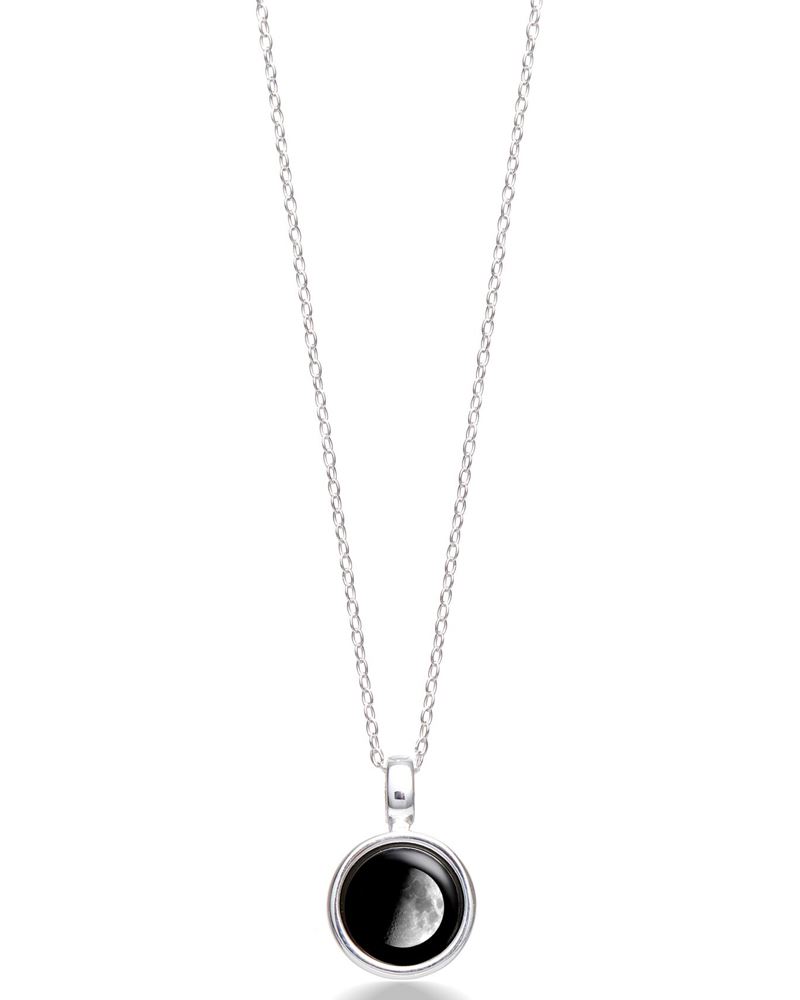 Moonglow Jewelry Moon Phase Sky Light Necklace (second Quarter Waxing-4A)