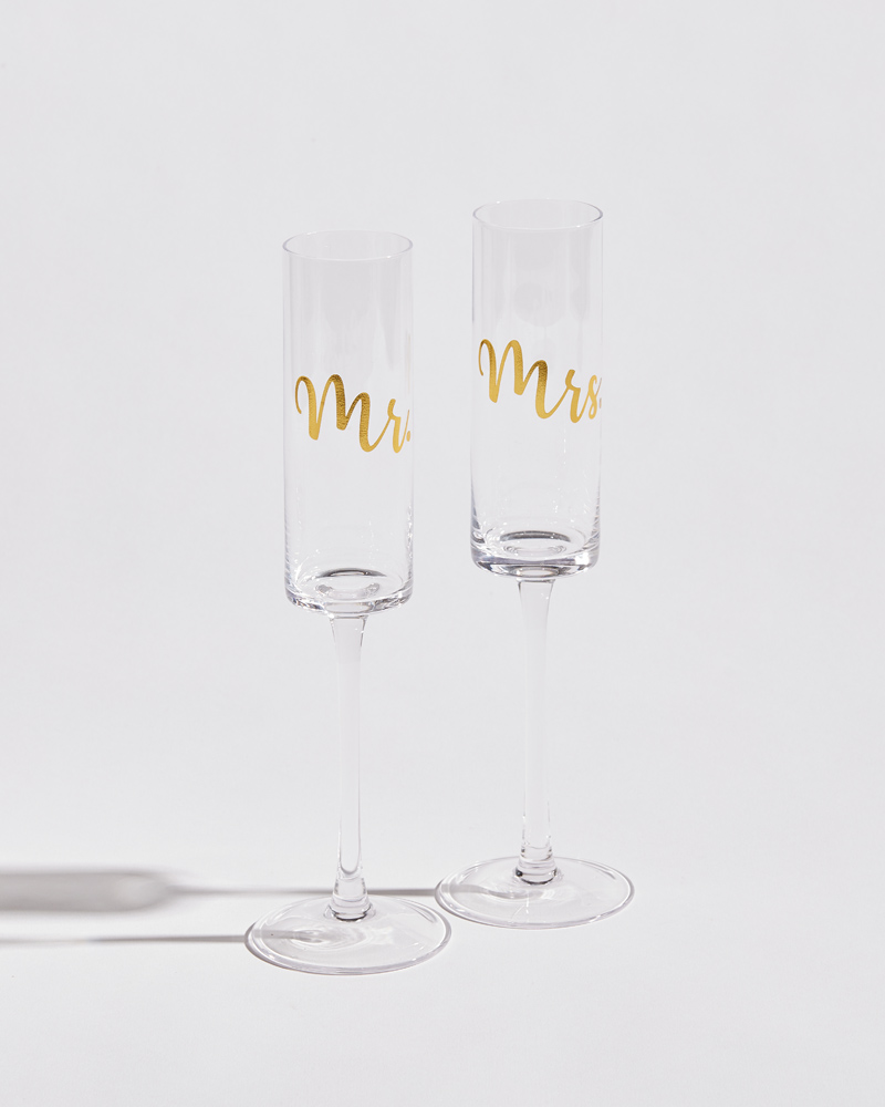 2 Champagne Flute Gift Set Mr & Mrs - Design: HH5