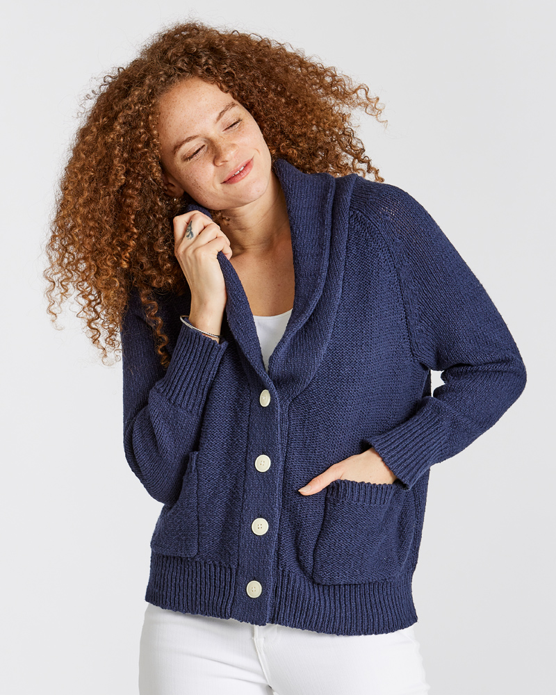 mia & tess Knit Anchor Back Cardigan in Navy | The Paper Store