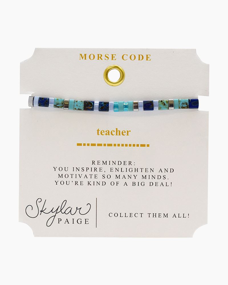 Skylar Paige Teacher Morse Code Tila Beaded Bracelet