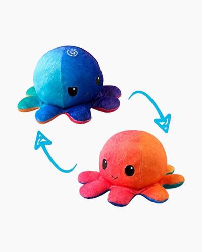 Cute Octopus Plush Toy Blue and Watermelon Red Reversible Octopus Plush