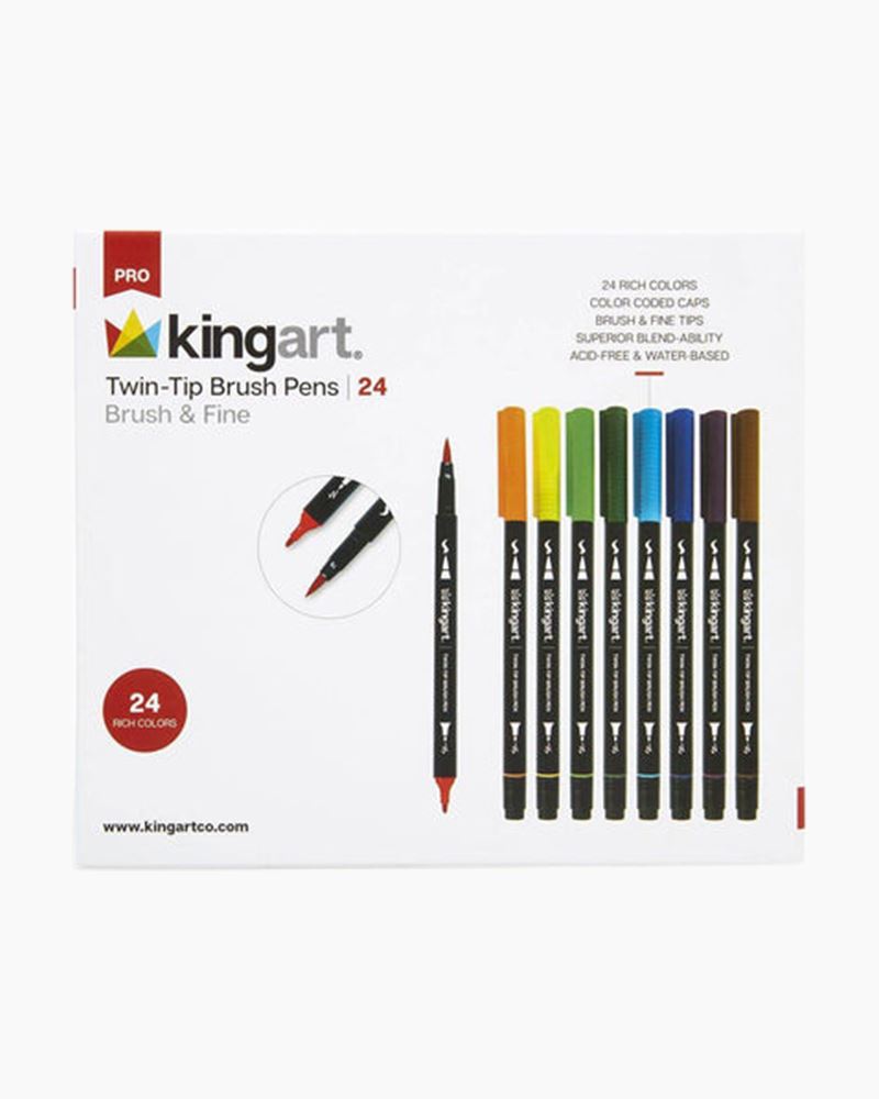 Kingart Permanent Fine Tip Markers, Set of 24 Vivid Colors