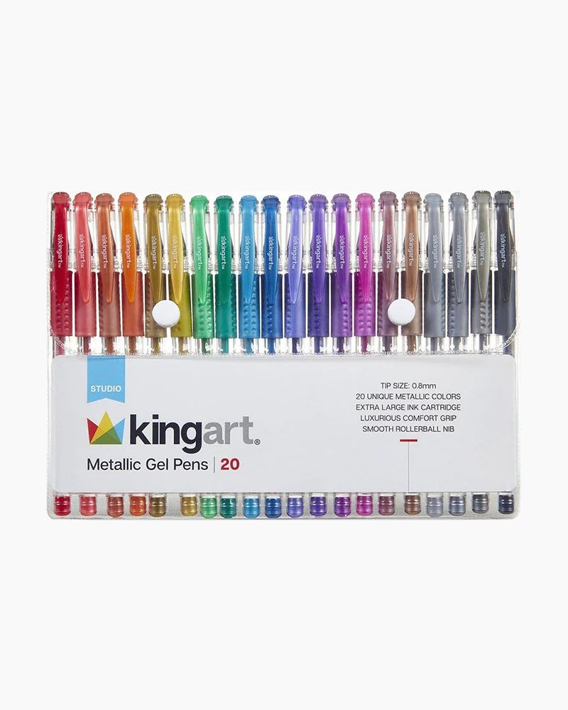 KINGART Soft Grip Metallic Gel Pens (Pack of 20)
