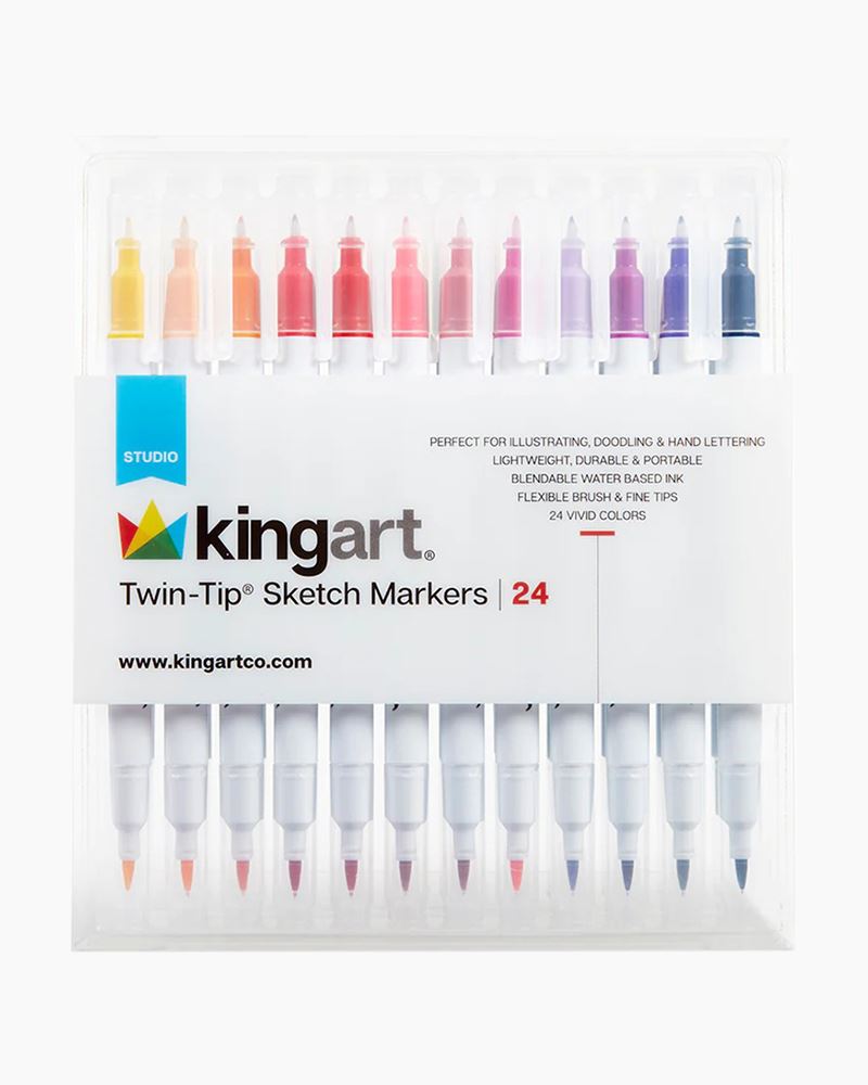 KINGART Studio Twin-Tip Sketch Markers (Pack of 24)