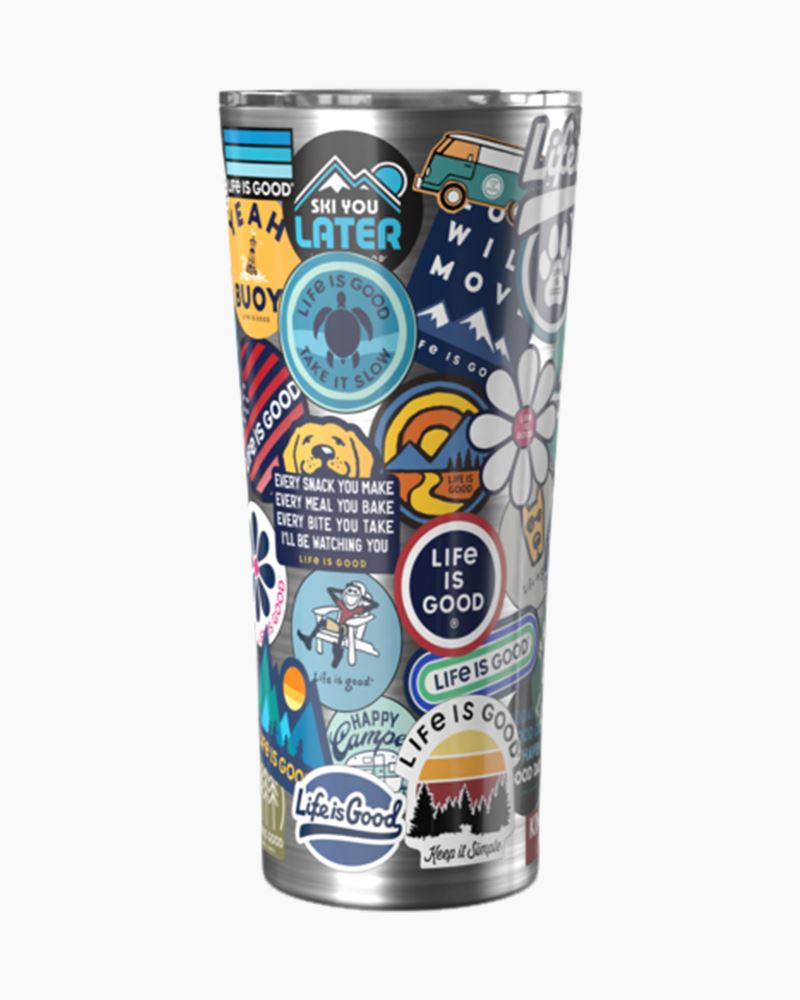 Life is Good Sticker Collage 22 oz. Stainless Steel Tumbler